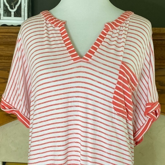 Liz Sport V-Neck Short Sleeve Striped Top Sz. XL - Picture 2 of 10